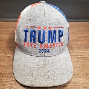 Donald Trump 2024 Save America Hat American Flag MAGA Trucker Hat